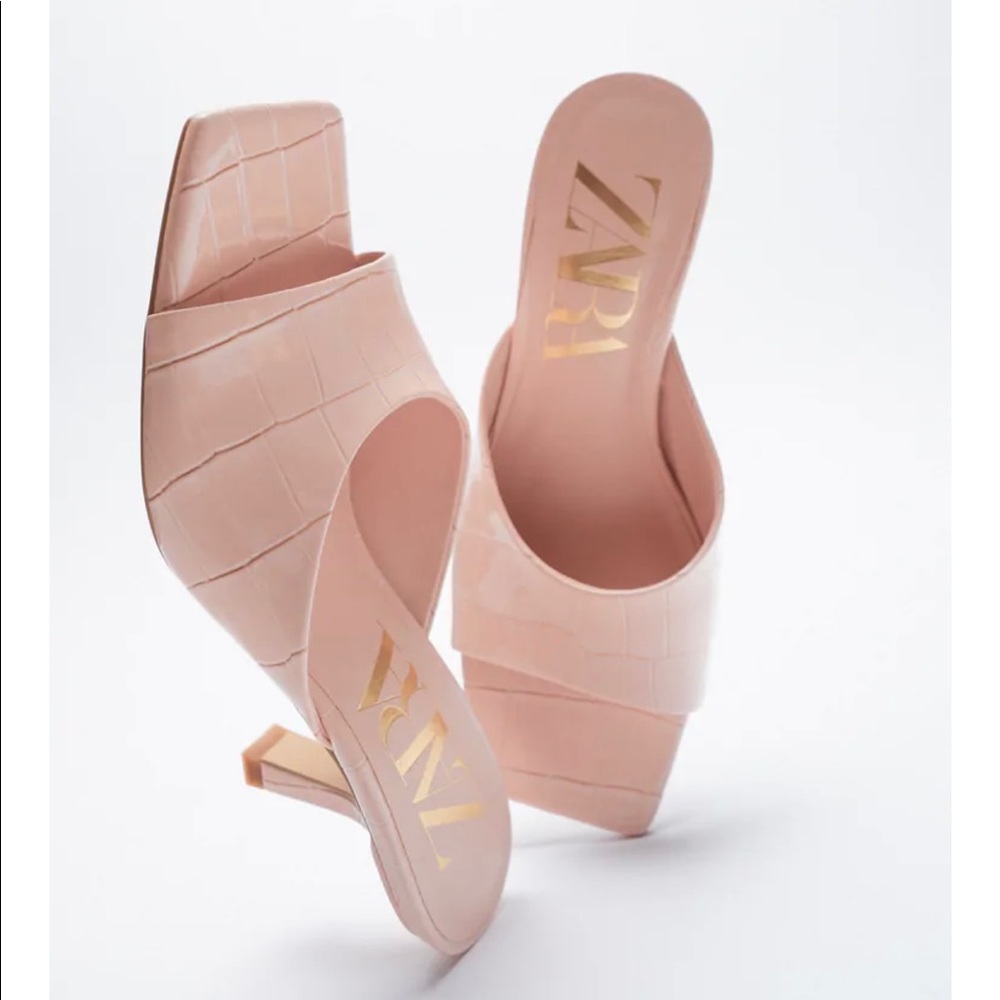 Zara Animal Print High Heeled Mules
